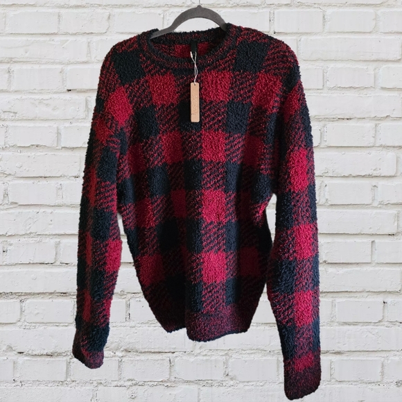 SKIMS Sweaters - Skims Cozy Red Buffalo Plaid Pajama Sweater 🦈